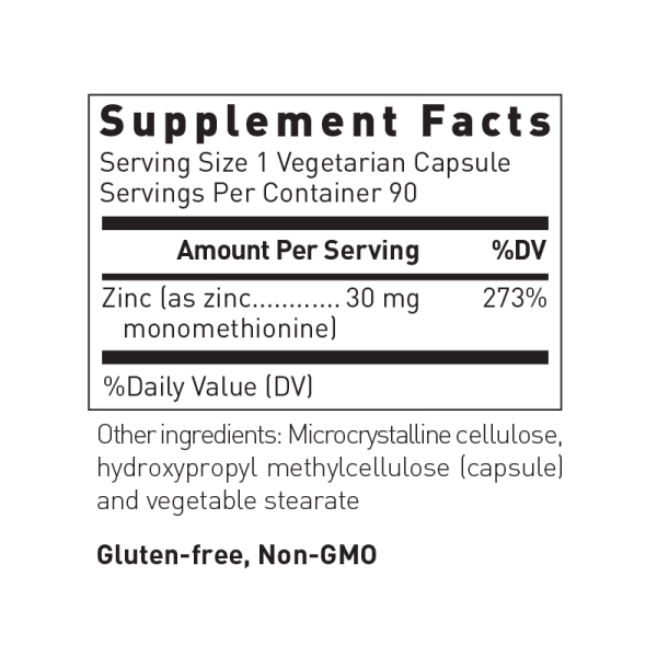 Optimum Zinc Supplement Facts