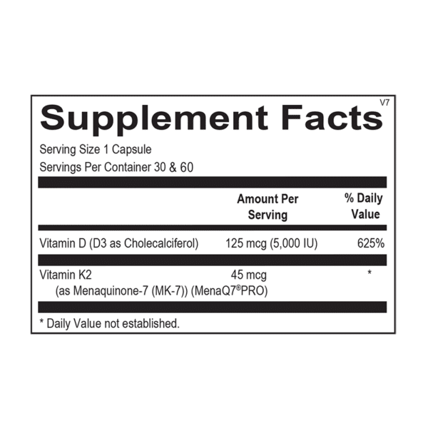 Vitamin K2 with D3 Supplement Facts